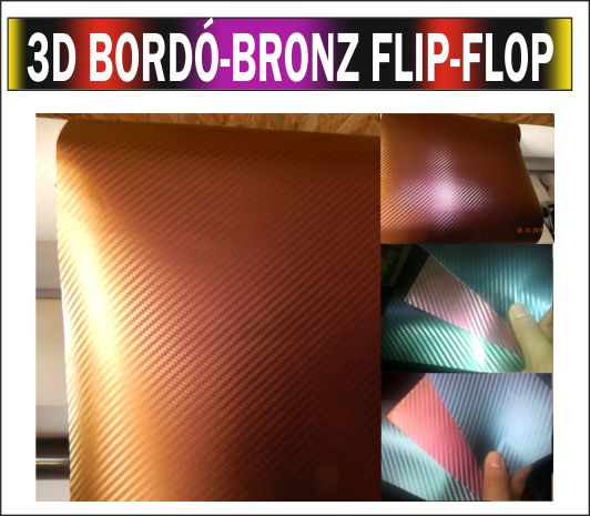 3D bordó-bronz karbonfólia